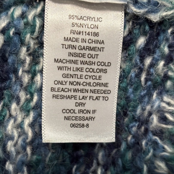 Chunky knit pullover sweater Teal  Sz XL - Picture 6 of 7